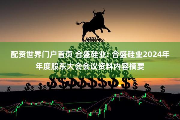 配资世界门户首页 合盛硅业: 合盛硅业2024年年度股东大会会议资料内容摘要
